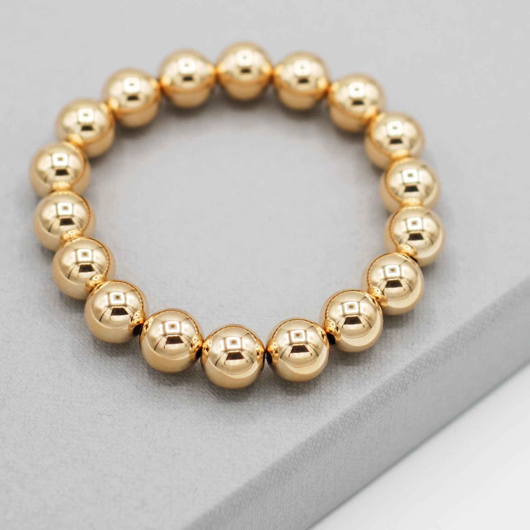 10mm 14k Gold Filled Beaded Bracelet - Jewel Ya