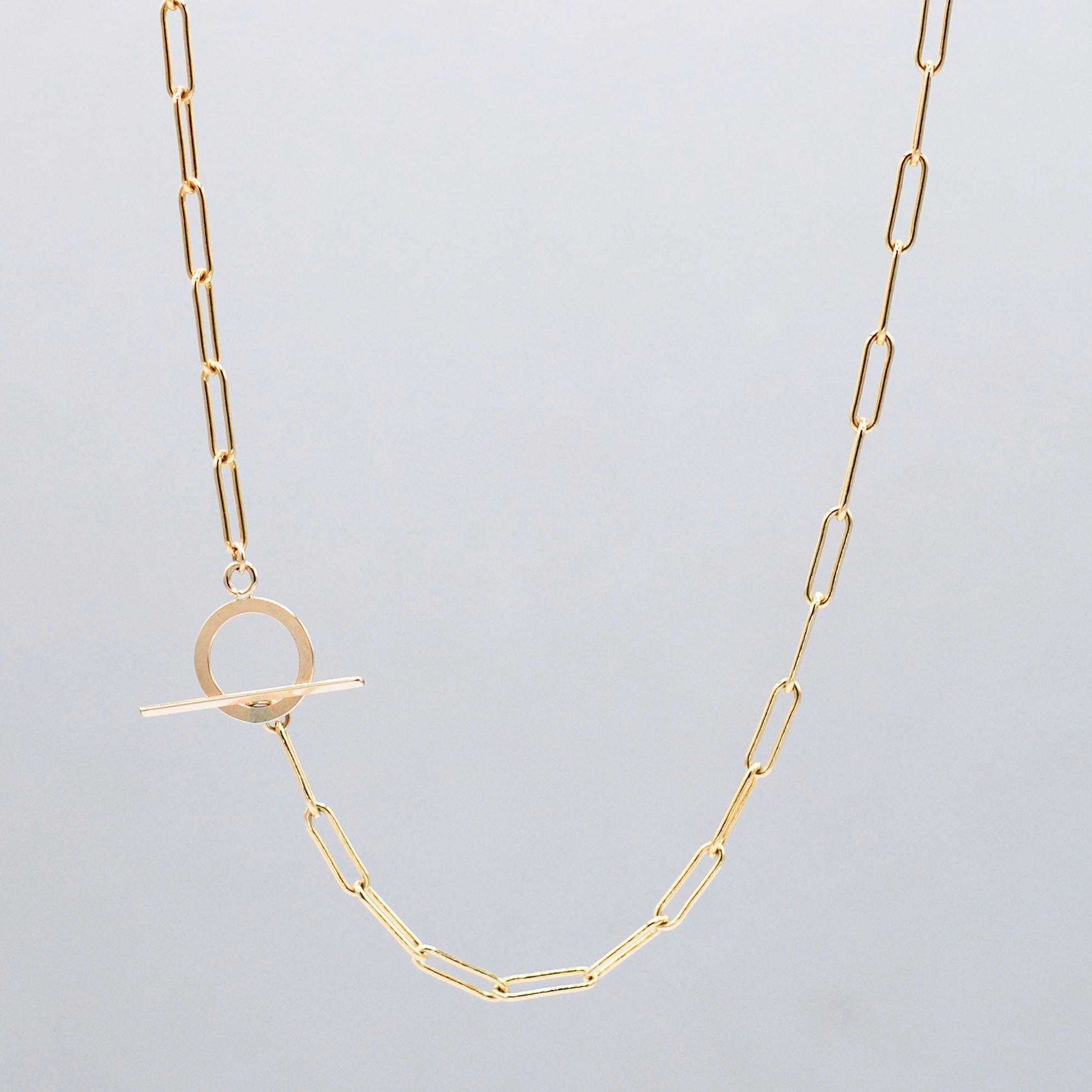 14k Gold Filled Large Paper Clip Toggle Necklace - Jewel Ya