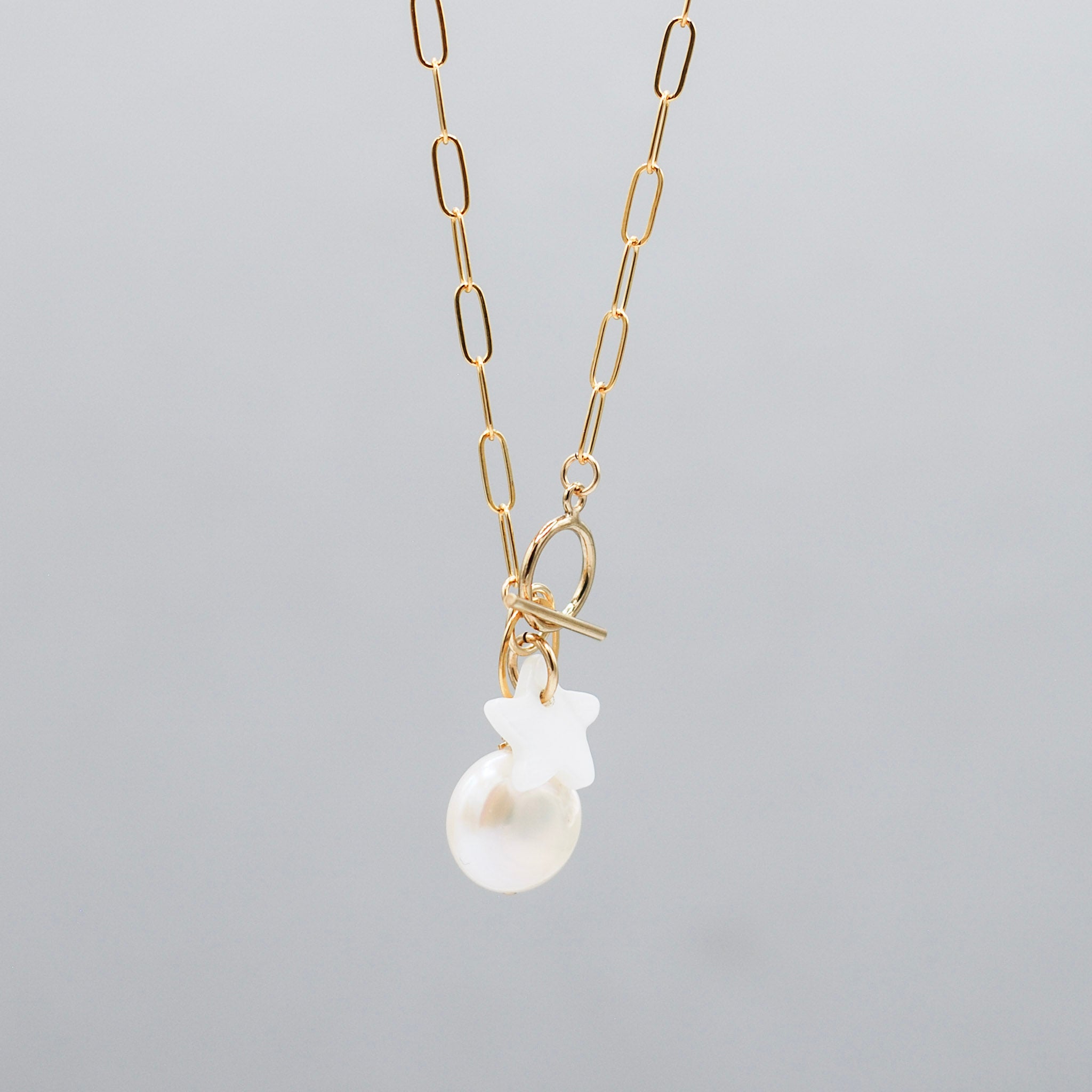 14k Gold Filled Medium Paper Clip Toggle Necklace