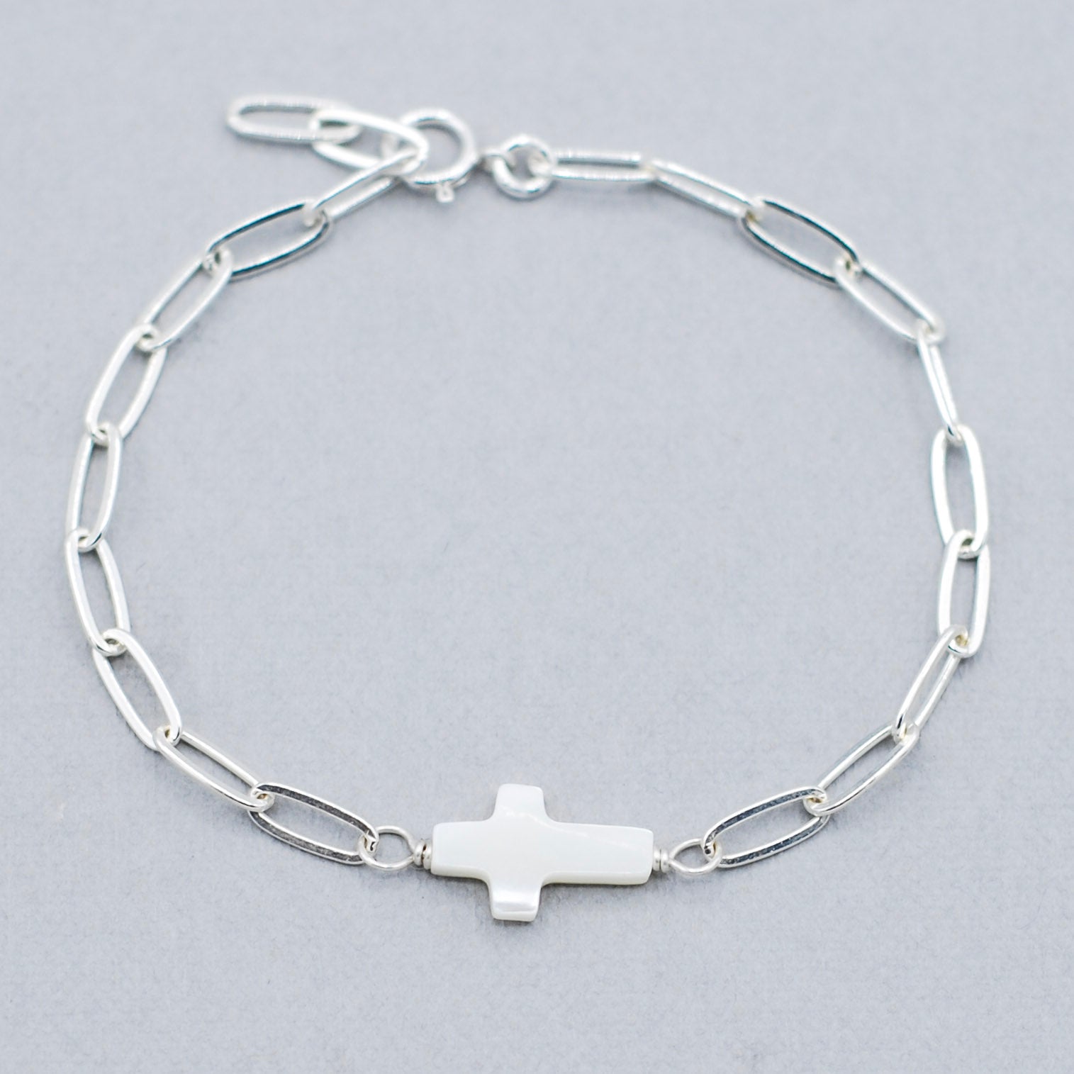 Mother of Pearl Cross Chain Bracelet