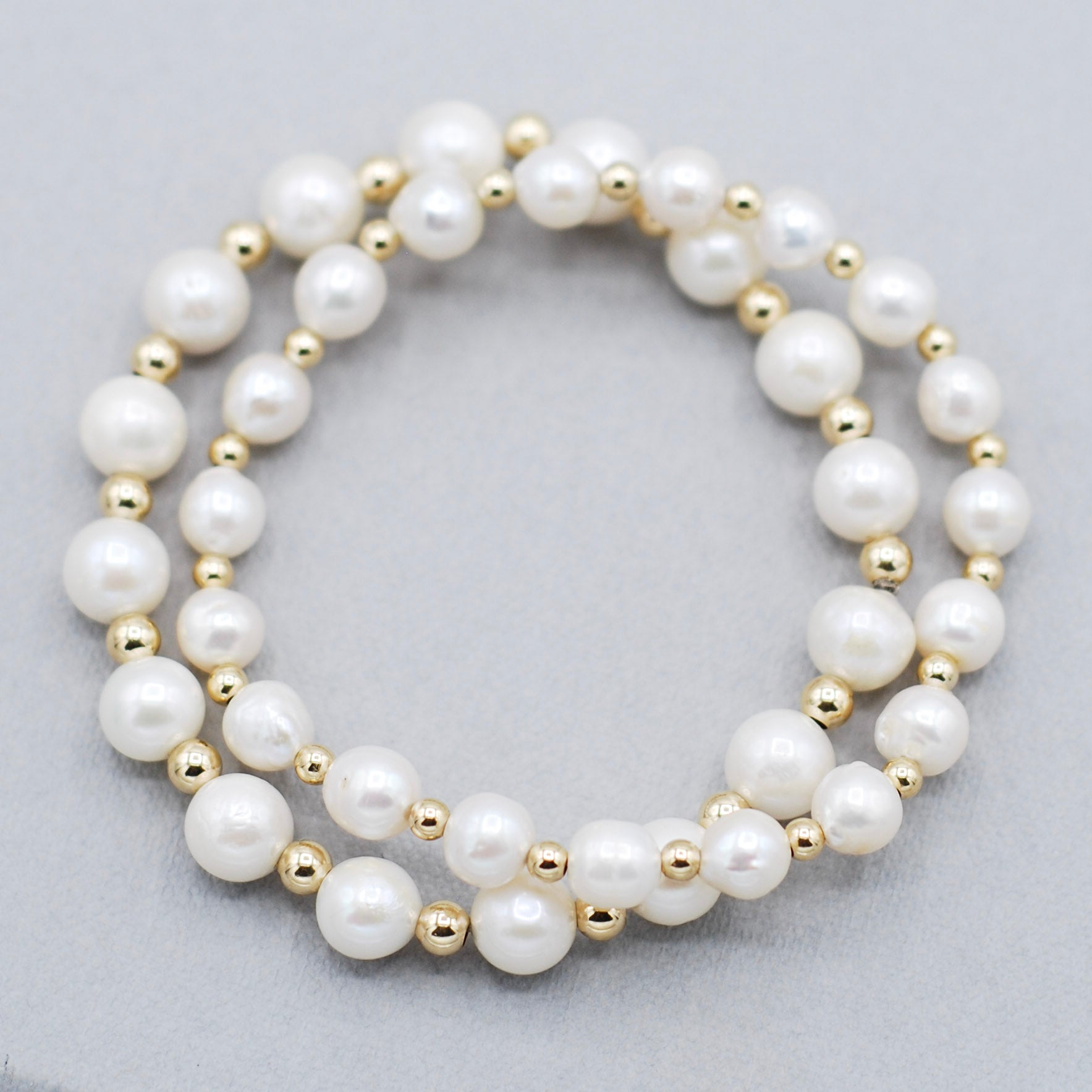 Freshwater Pearl & 14k Gold Filled Beaded Bracelet