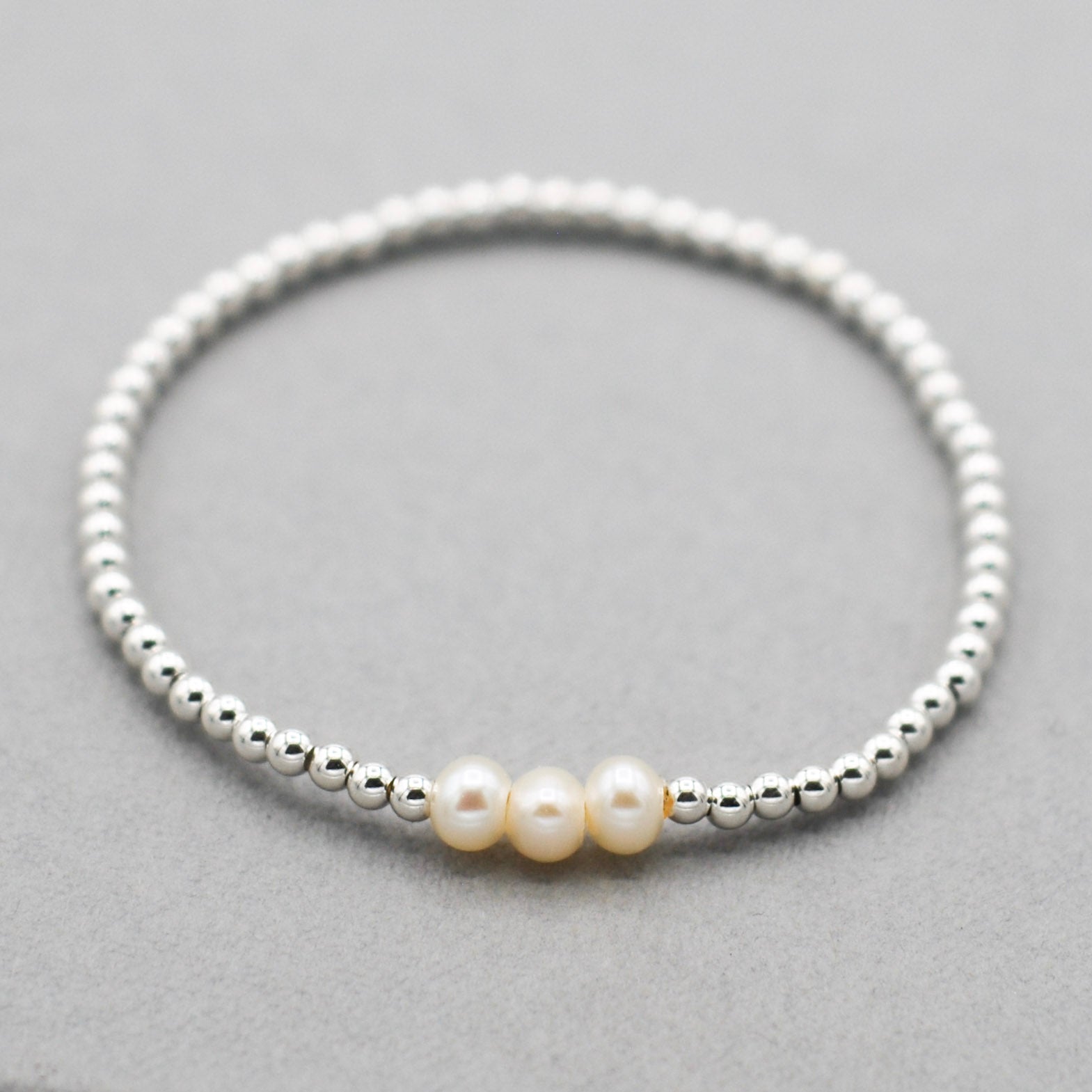 Freshwater Pearl & 3mm Beaded Lux Bracelet