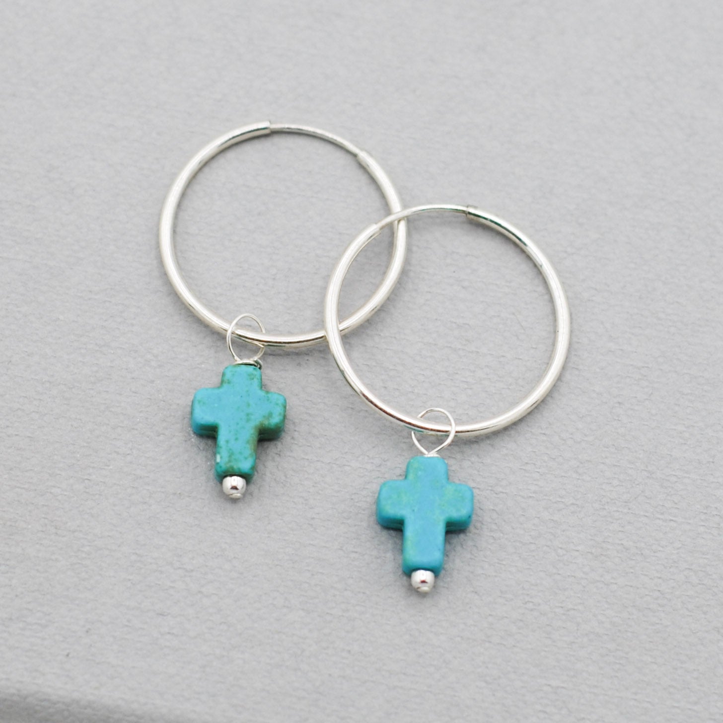 Hoops & Turquoise Cross Drops - Jewel Ya