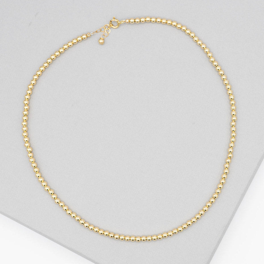 14k Gold Filled 4mm Beaded Lux Necklace