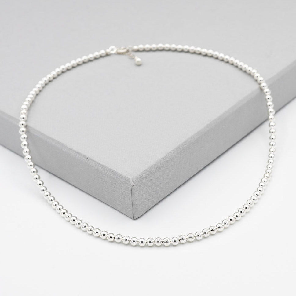 Sterling Silver 4mm Beaded Lux Necklace - Jewel Ya