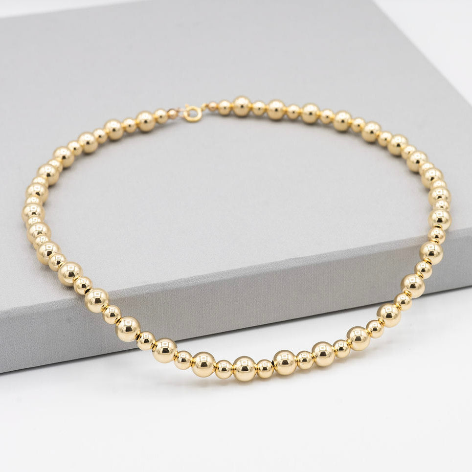 14k Gold Filled 6mm & 8mm Beaded Lux Necklace