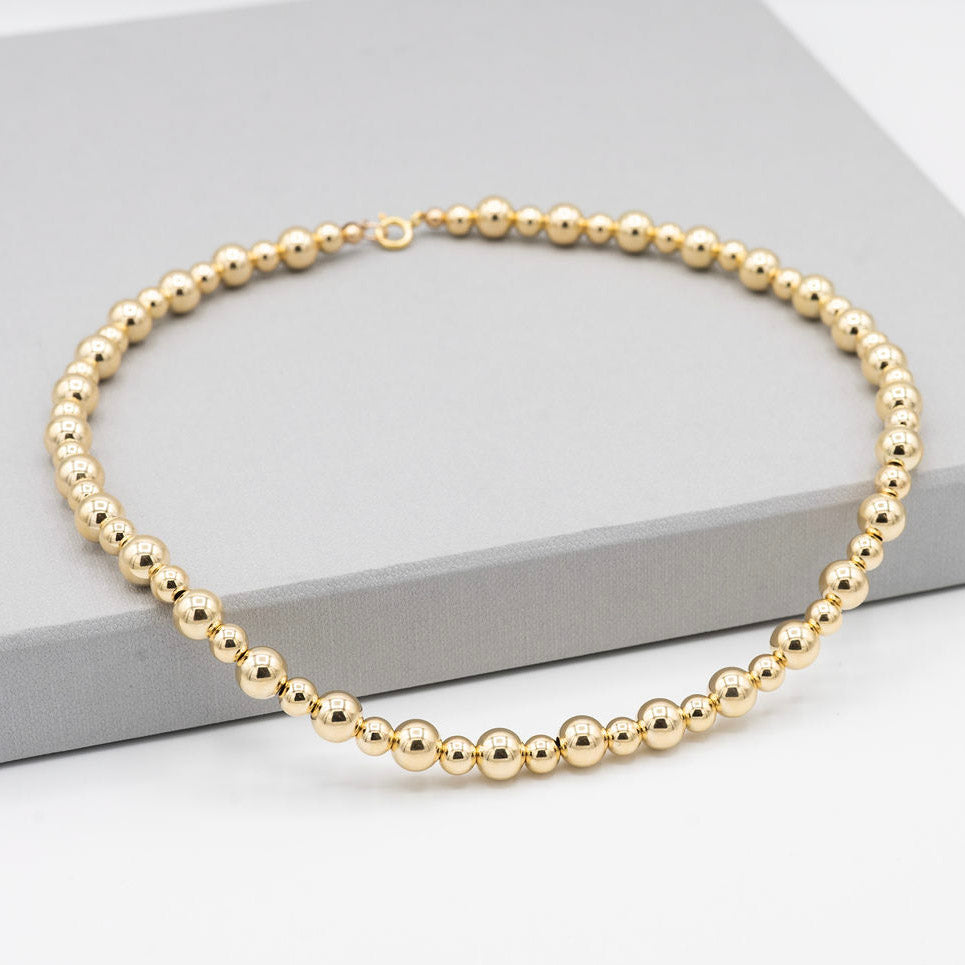 14k Gold Filled 6mm & 8mm Beaded Lux Necklace - Jewel Ya