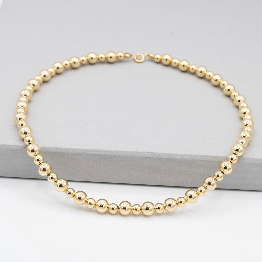 14k Gold Filled 6mm & 8mm Beaded Lux Necklace