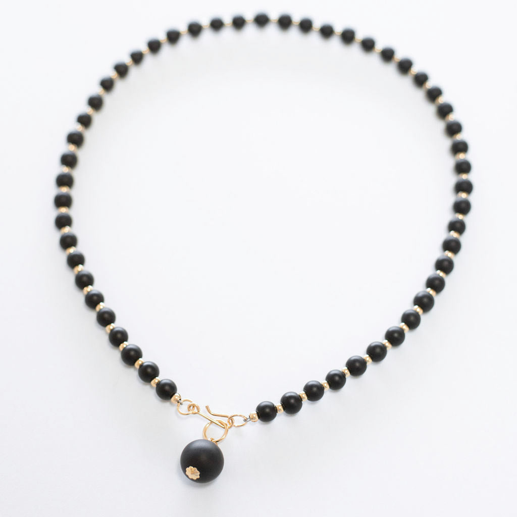 Matte Black Onyx & 14k Gold Filled Bead Necklace