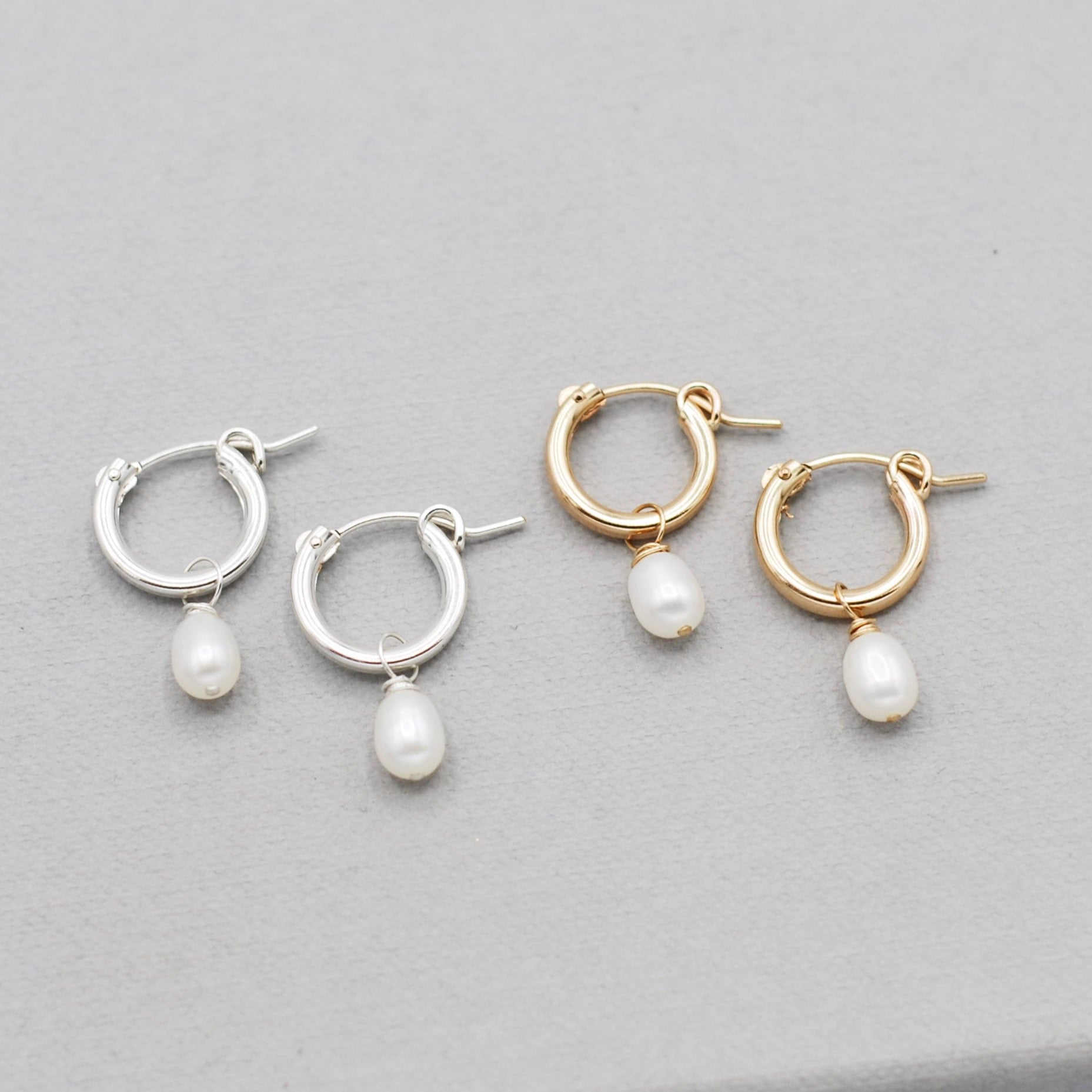Small Tube Hoops & Freshwater Pearl Drops