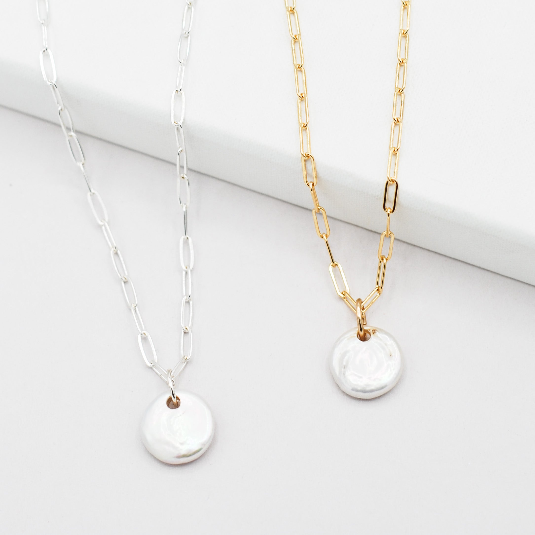 Freshwater Pearl & Medium Paper Clip Necklace - Jewel Ya