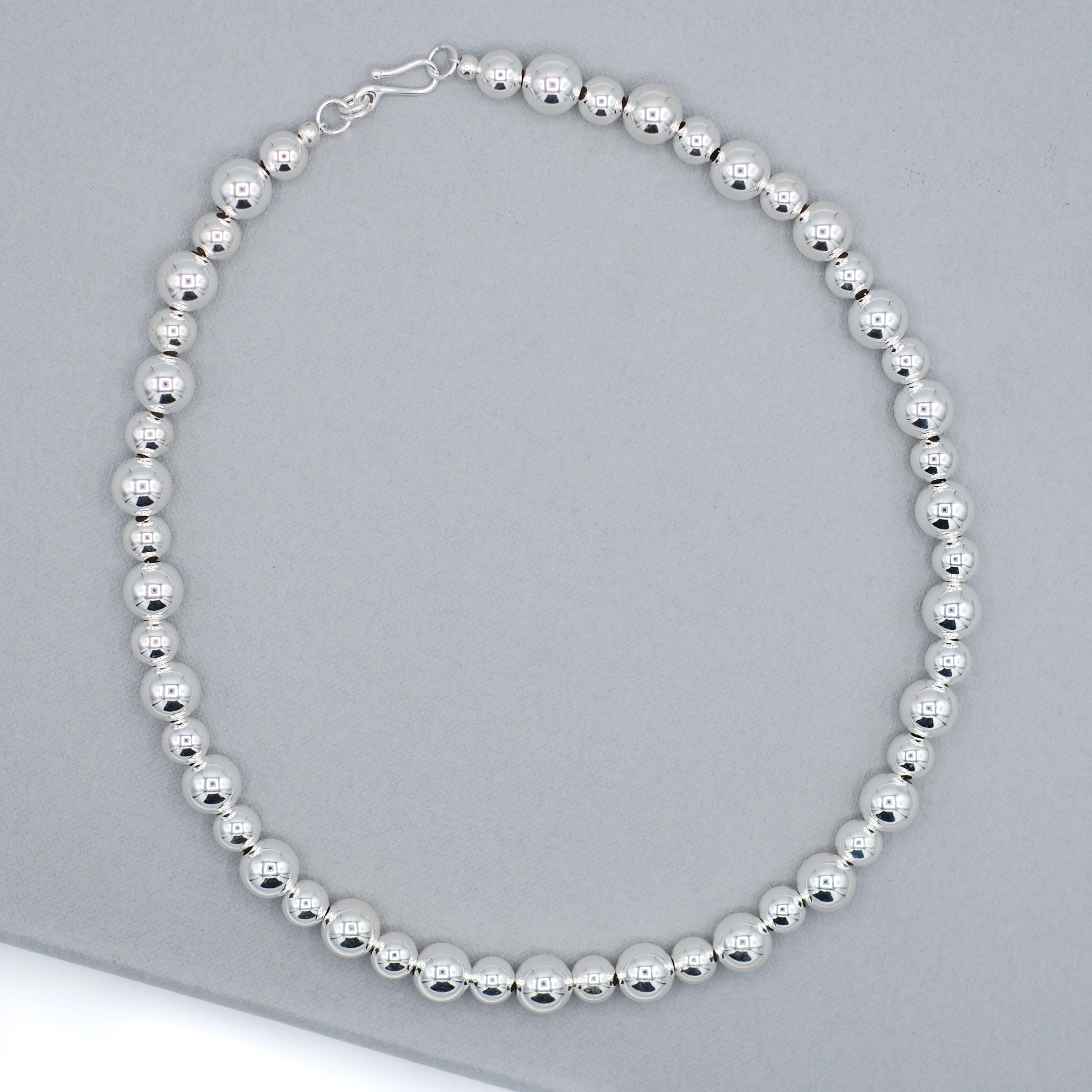 6mm & 10mm Sterling Silver Beaded Necklace