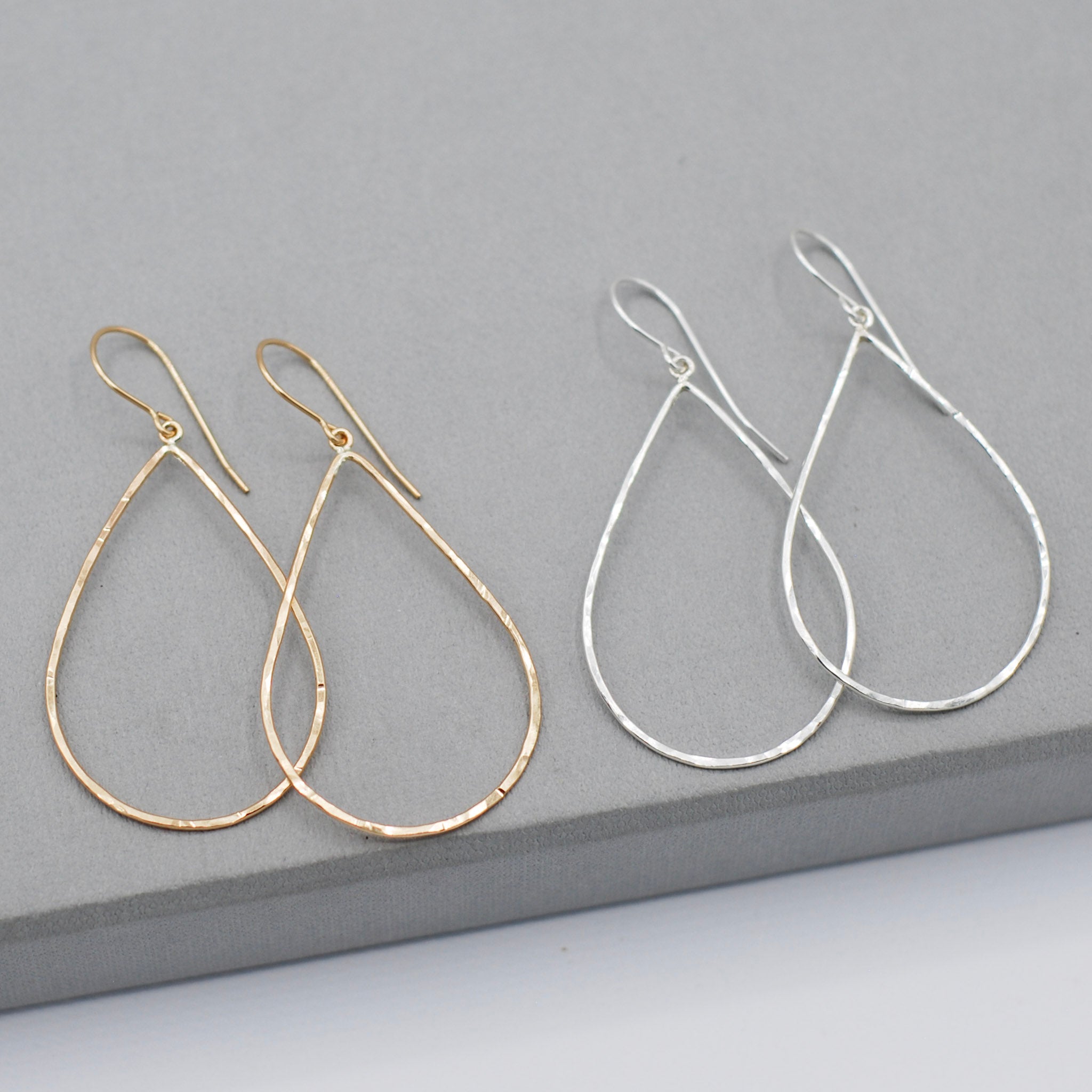 Sterling Silver Hammered Teardrop Earrings - Jewel Ya