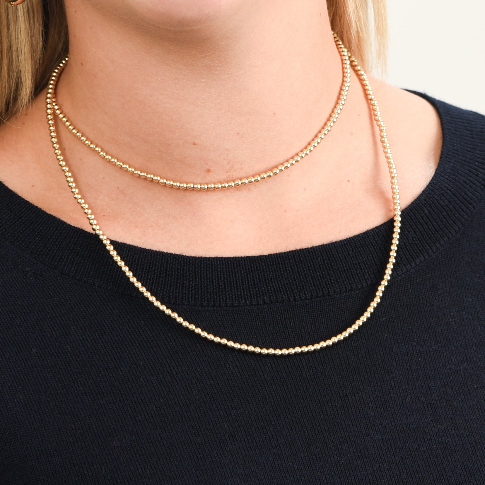 3mm 14k Gold Filled Beaded Wrap Necklace