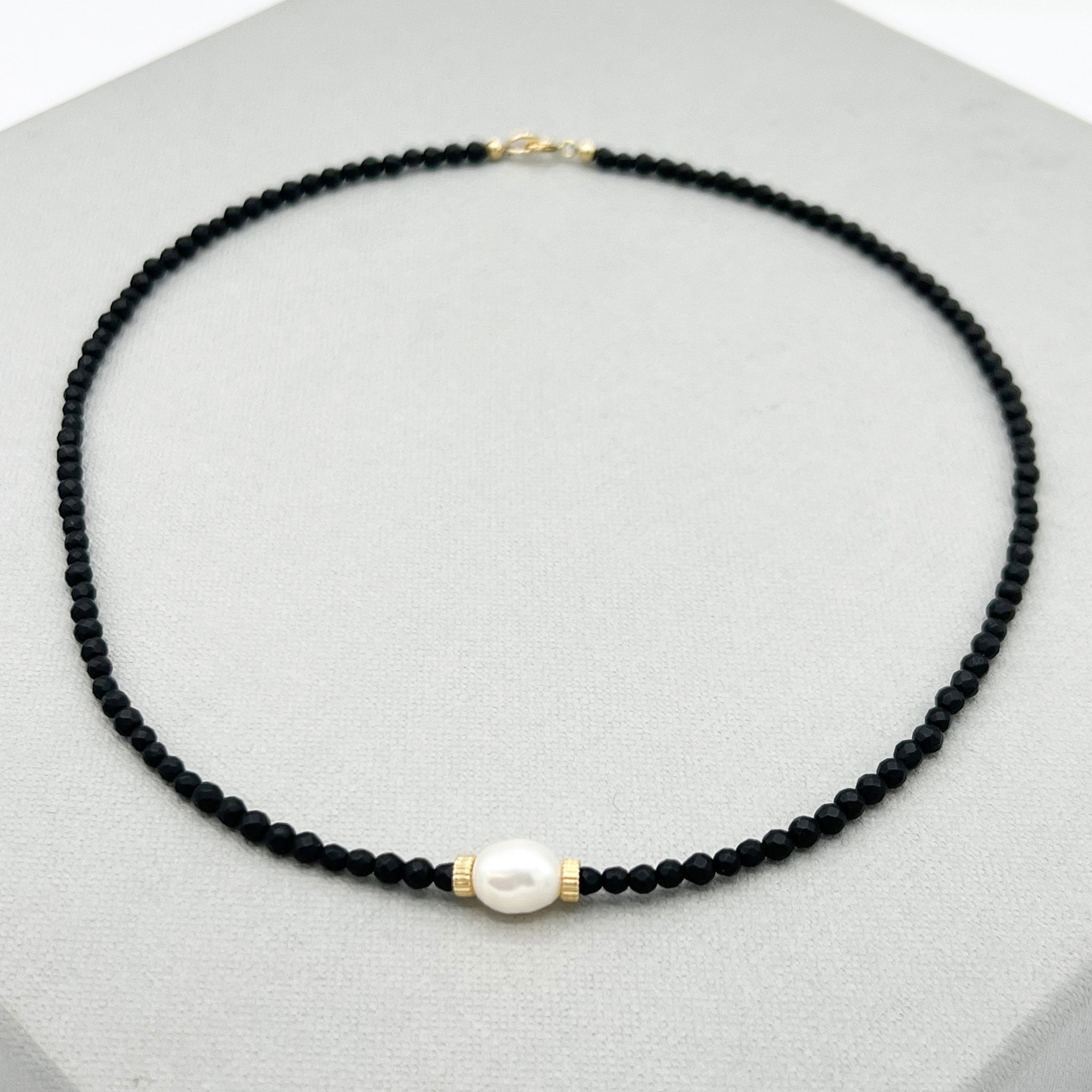 Matte Black & Freshwater Pearl Necklace