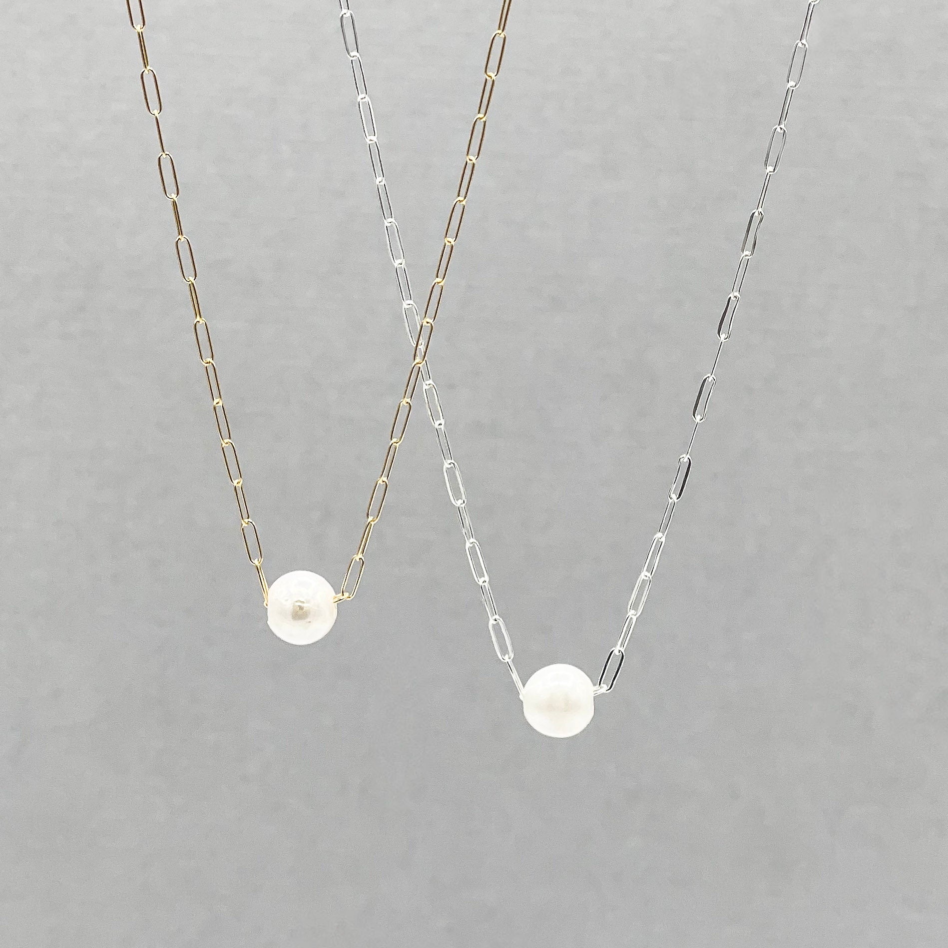 Paper Clip Freshwater Pearl Necklace