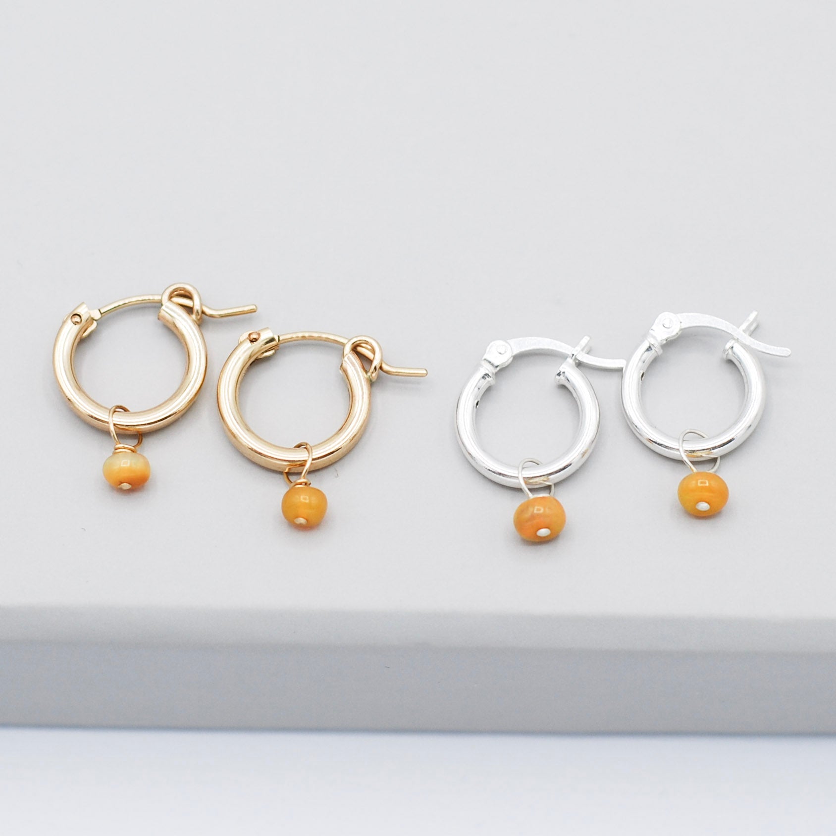 October Opal Birthstone Tube Hoop Set - Jewel Ya