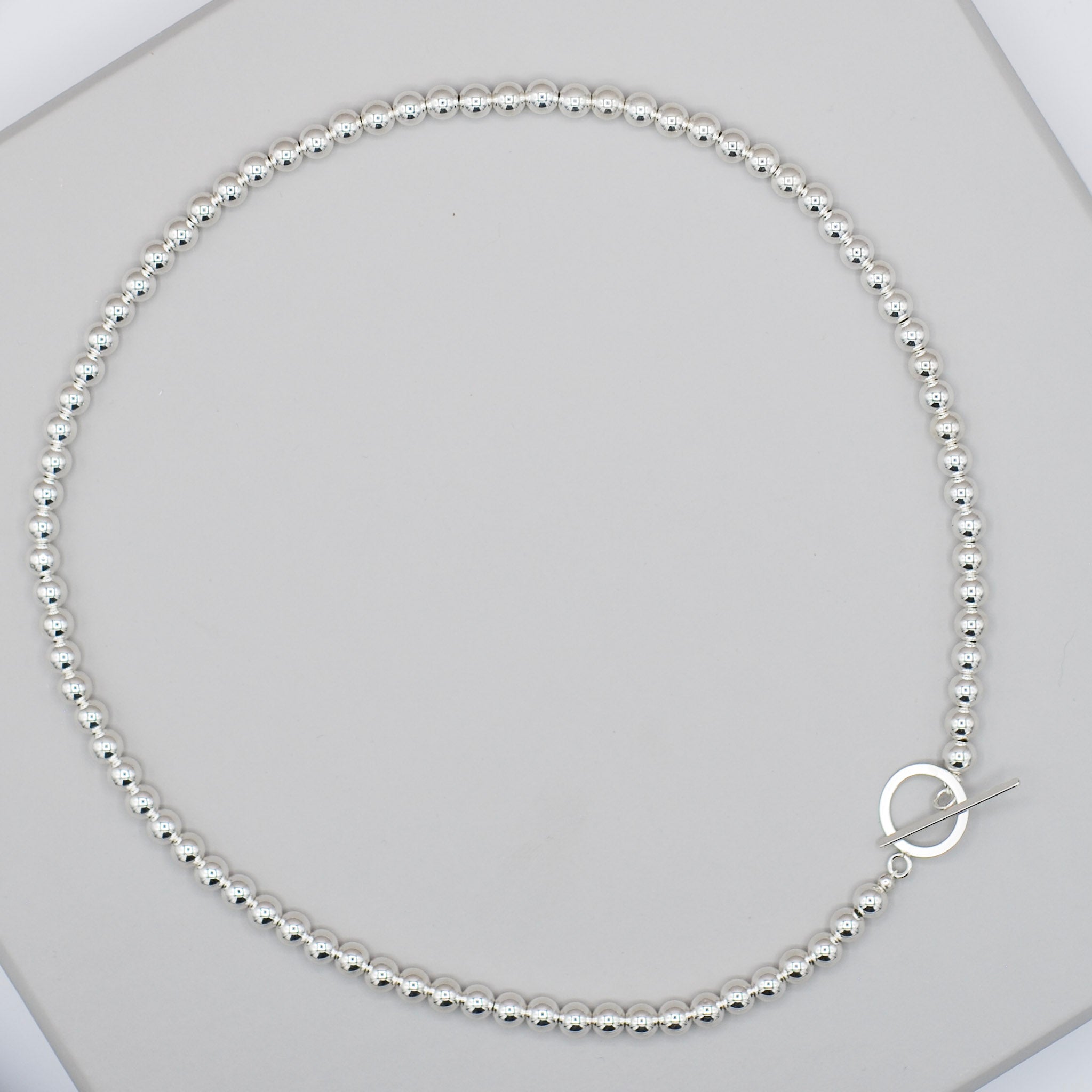 6mm Sterling Silver Beaded Lux Toggle Necklace