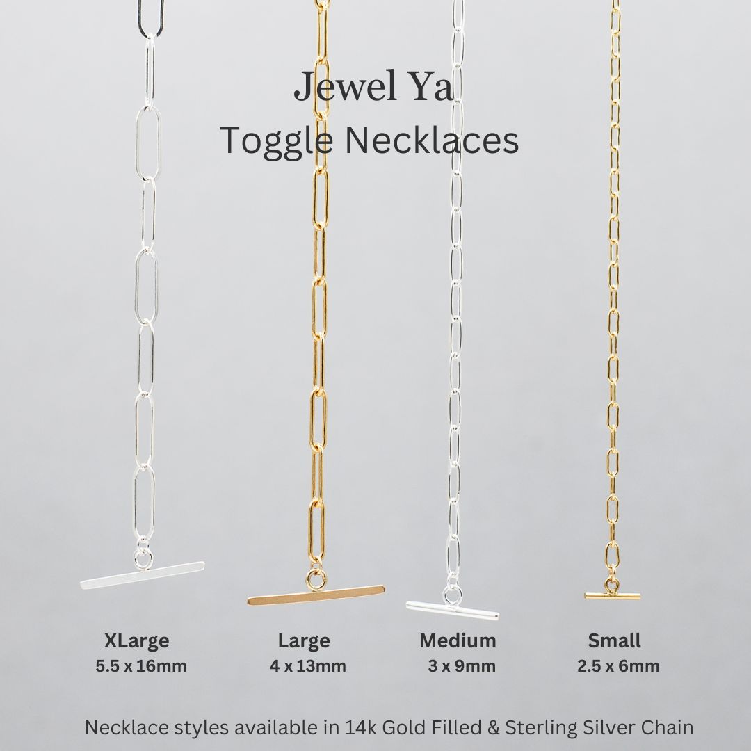 14k Gold Filled Medium Toggle Necklace & Charm Set - Jewel Ya