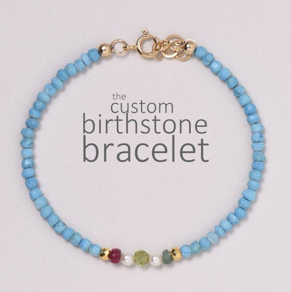 Custom Turquoise & Birthstone Bracelet