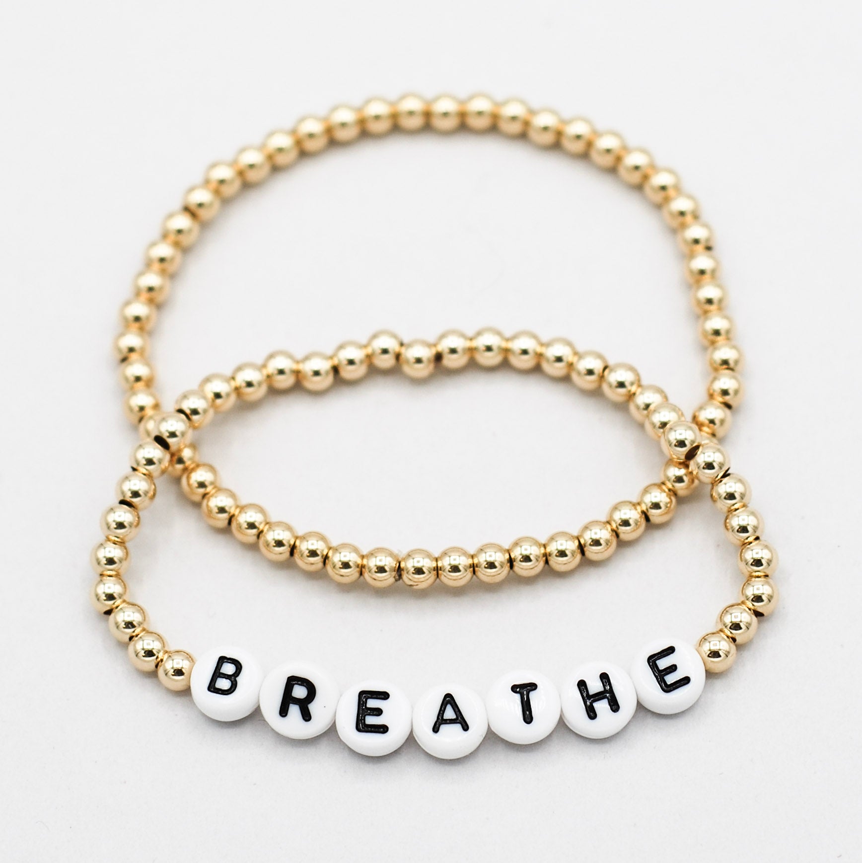 Intention 'Breathe' 4mm 14k Gold filled Bracelet Set