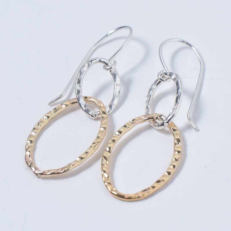 Sterling Silver & Goldfill Hammered Link Earrings