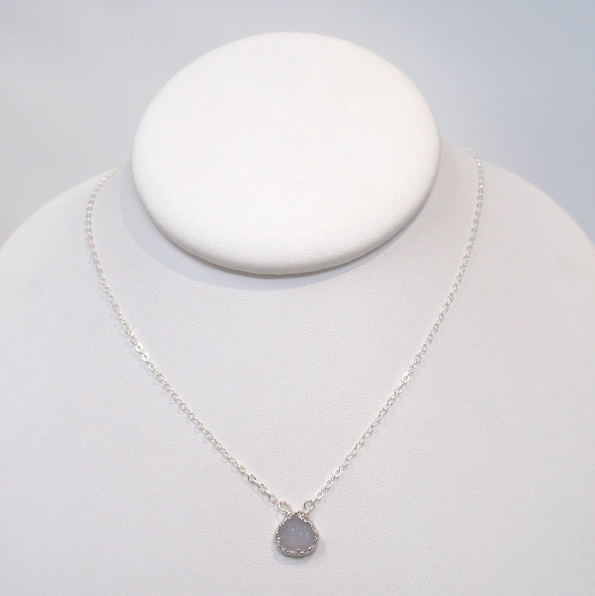 White Druzy & Sterling Silver Necklace